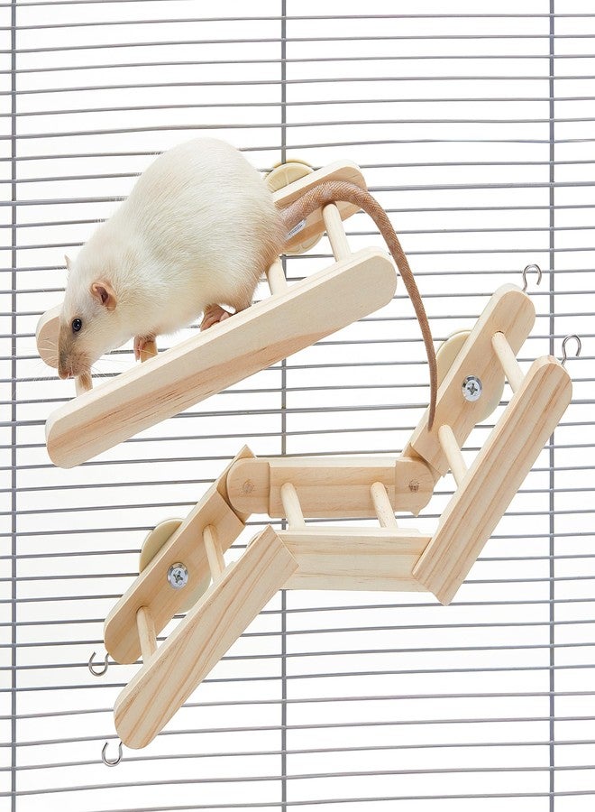 Jevnd Flexible Wooden Rat Climbing Toys for Cage, Adjustable Pet Rat Cage Accessories Climbing Ladder Stairs Platforms, Rats Enrichment Toy Activities, Hanging Rodent Toys for Pet Rats Playing Chewing - Image 1